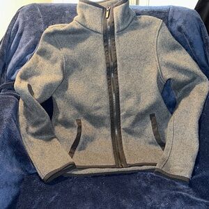 Lululemon Athletica Charcoal Gray with Black Trim Zip Up Jacket Size 2 Pockets